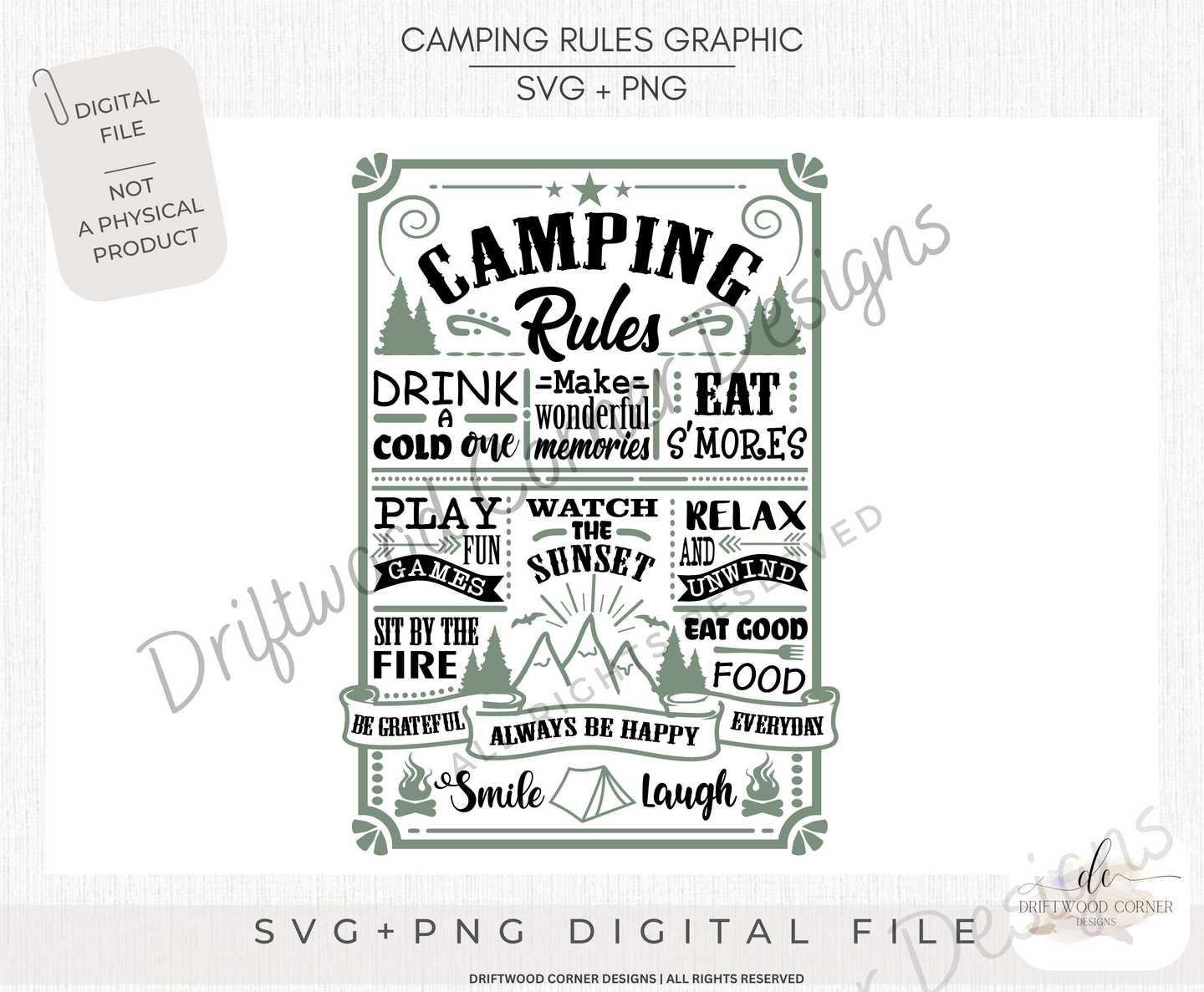 Camping Rules SVG + PNG Graphic File